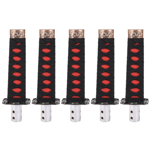 5X Universal Samurai Messer Shift Knopf Shift Knot Knob Metall Schwarz + Rot 15Cm