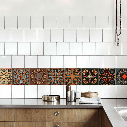 100 Pcs 3D Multi Moroccan Self-Adhesive Bathroom Kitchen Wall Stair Tile Sticker