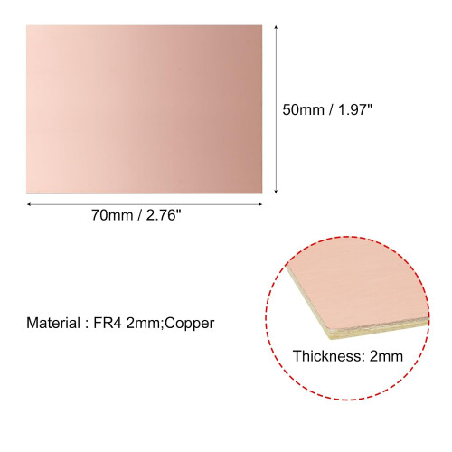 10pcs 70x50mm Double Sided Copper Clad Laminate PCB Circuit Board FR4 2mm Thickness DIY Prototyping PCB Board 2
