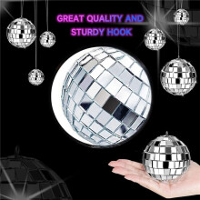 48 Pièces Boule Disco Miroir Suspendue, Décor de Boule Disco en Verre, Décorations de Fête Disco, pour Décor de Fête de Vacances avec Corde