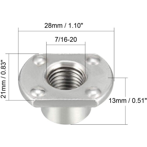 Weld Nuts,7/16-20 Tab Base Carbon Steel Machine Screw 4 Projection Silver 10Pcs 1