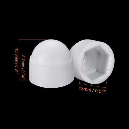 Plastic Dome Nut Protection Cap Covers, M8x13mm Nut Cover White 25pcs 1