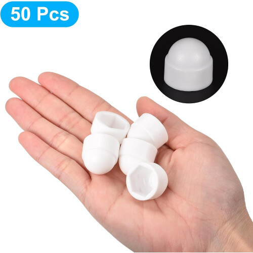 Plastic Dome Nut Protection Cap Covers, M10 Nut Cover White 50pcs 2