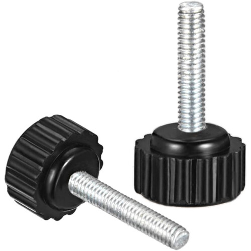 M4 x 20mm Metric Male Thread Knurled Clamping Knobs Grip Thumb Screw on Type Plastic Threaded Hand Bolt Knobs Black 12 Pcs 2