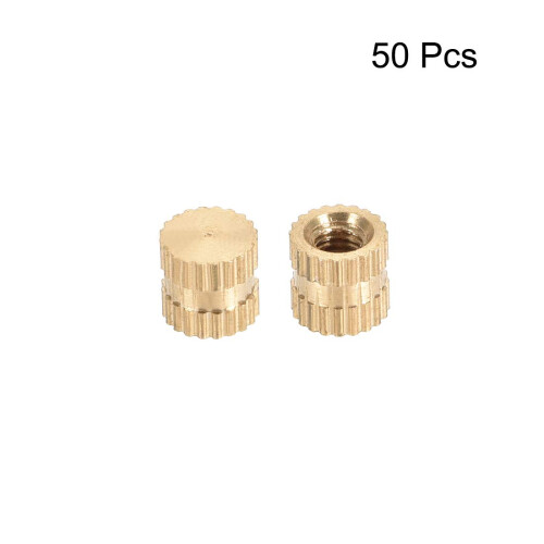 knurled Insert Nuts, 50Pcs M3 x 0.5mm Female Thread Brass Threaded Insert Embedment Nut for 3D Printer 2