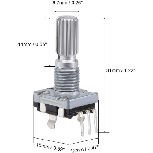 360 Degree Rotary Encoder Code Switch Digital Potentiometer 3 Pins 14mm Shaft 10pcs 2