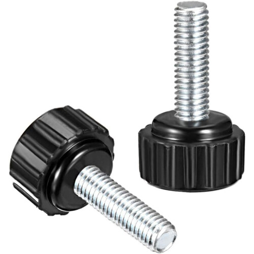 M5 x 20mm Metric Male Thread Knurled Clamping Knobs Grip Thumb Screw on Type Plastic Threaded Hand Bolt Knobs Black 4 Pcs 2