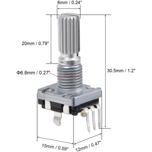 360 Degree Rotary Encoder Code Switch Digital Potentiometer 3 Pins 20mm 5pcs 2