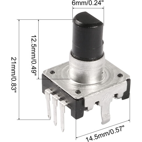 360 Degree Rotary Encoder Code Switch Digital Potentiometer 3 Pins 14.3mm D-Shaft 10pcs 1