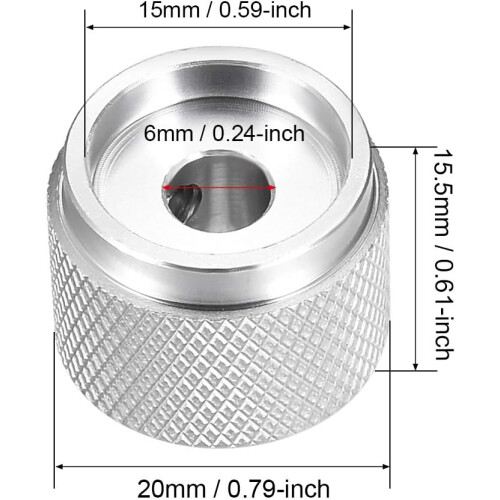Stereo Knob, 20 * 6 * 15.5 mm Aluminium Alloy, Volume Control Knobs, Sliver 2pcs 1