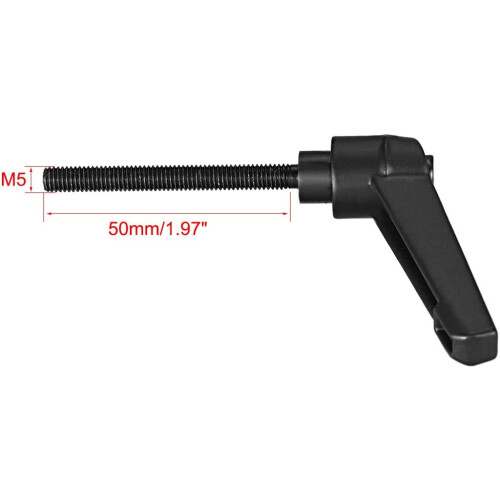 M5 x 50mm Handle Adjustable Clamping Lever Thread Push Button Ratchet Male Threaded Stud Knobs Locking Rotating Screw Handles Quick Release Bolt Black 2