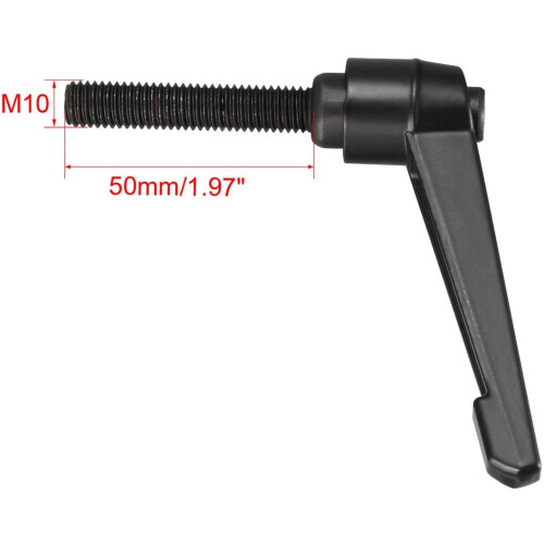 M10 x 50mm Handle Adjustable Clamping Lever Thread Push Button Ratchet Male Threaded Stud Knobs Locking Rotating Screw Handles Quick Release Bolt Blac 2