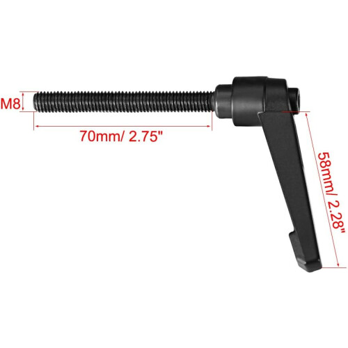 M8 x 70mm Handle Adjustable Clamping Lever Thread Push Button Ratchet Male Threaded Stud Knobs Locking Rotating Screw Handles Quick Release Bolt Black 2