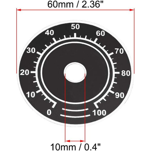 5pcs Aluminum Dial Face Plate Potentiometer Control 0-100 Black Manual Panel Mount Switch 1