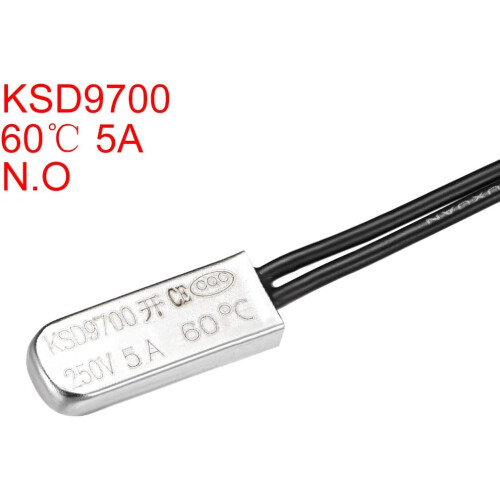 KSD9700 Thermostat, 60 Normally Open Temperature Switch Thermal Switch, N.O 5A Metal Temperature Controller 2pcs 1