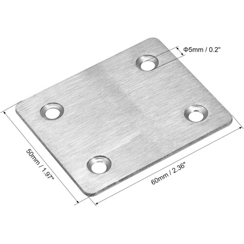 Repair Plate, 60mm x 50mm, Flat Fixing Mending Bracket Connector, 4 Pcs 2