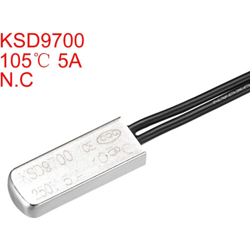 KSD9700 Thermostat, 105 Normally Close Temperature Switch Thermal Switch, 5A Metal Head Temperature Controller 2pcs 1