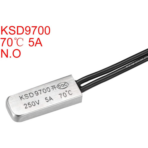 KSD9700 Thermostat, 70C Normally Open Temperature Switch Thermal Switch, N.O 5A Metal Temperature Controller 2pcs 1