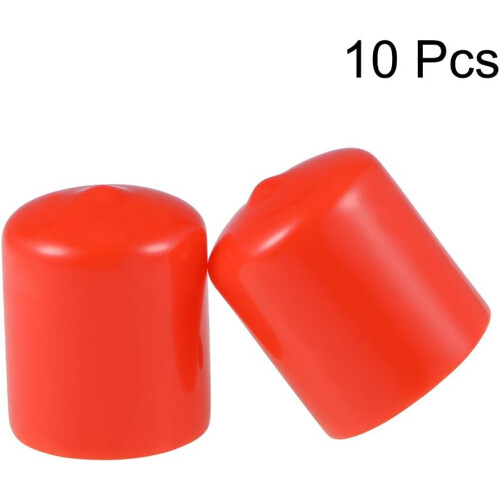 10pcs Rubber End Caps 27mm ID Round End Cap Cover Screw Thread Protectors Red 1