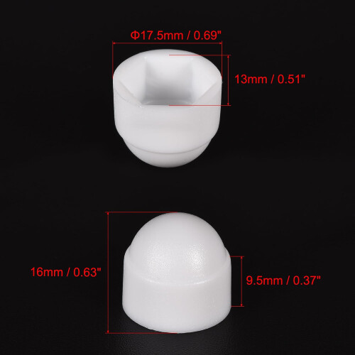 Plastic Dome Nut Protection Cap Covers, M8 Nut Cover White 50pcs 1