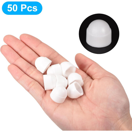 Plastic Dome Nut Protection Cap Covers, M8 Nut Cover White 50pcs 2