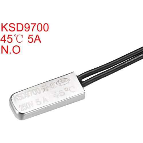 KSD9700 Thermostat, 45C Normally Open Temperature Switch Thermal Switch, N.O 5A Metal Temperature Controller 2pcs 1