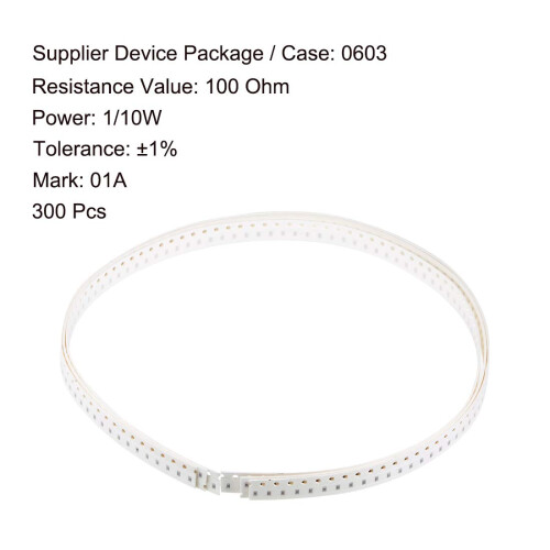 Surface Mounted Devices Chip Resistor, 100 Ohm 1/10W 0603 Fixed Resistors, 1% Tolerance 300pcs 1