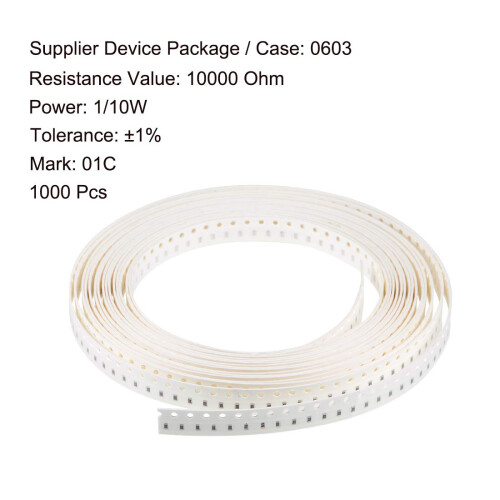 Surface Mounted Devices Chip Resistor, 10000 Ohm 1/10W 0603 Fixed Resistors, 1% Tolerance 1000pcs 1
