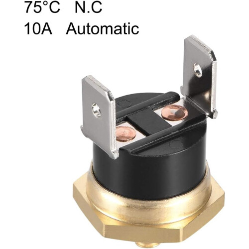 KSD301 Thermostat, Temperature Control Switch 75C Copper M4 Normally Closed N.C 10A 1