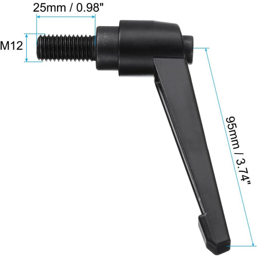 M12 x 25mm Handle Adjustable Clamping Lever Thread Push Button Ratchet Male Threaded Stud Knobs Locking Rotating Screw Handles Quick Release Bolt Blac 2