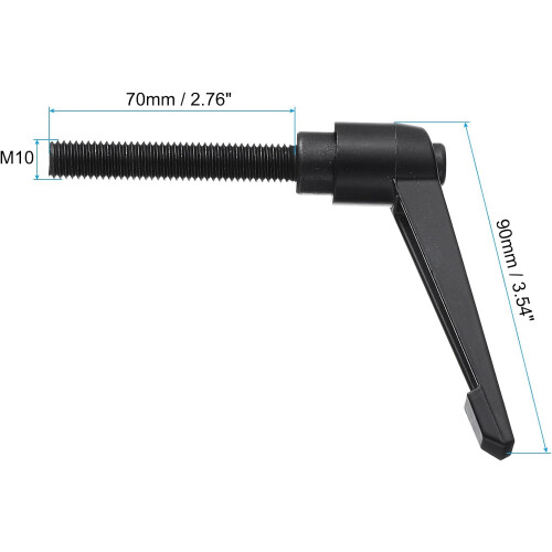 M10 x 70mm Handle Adjustable Clamping Lever Thread Push Button Ratchet Male Threaded Stud Knobs Locking Rotating Screw Handles Quick Release Bolt Blac 2
