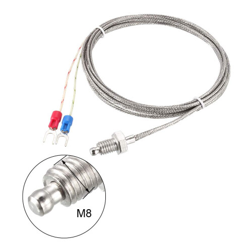 K Type Thermocouple Temperature Sensors M8 Thread Probe with 2M/6.6Ft Wire 2pcs 1