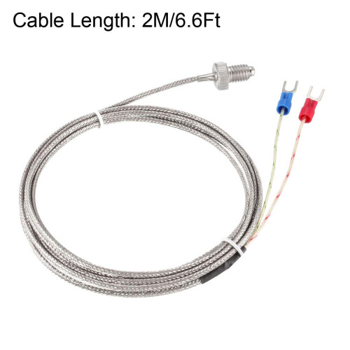 K Type Thermocouple Temperature Sensors M8 Thread Probe with 2M/6.6Ft Wire 2pcs 2