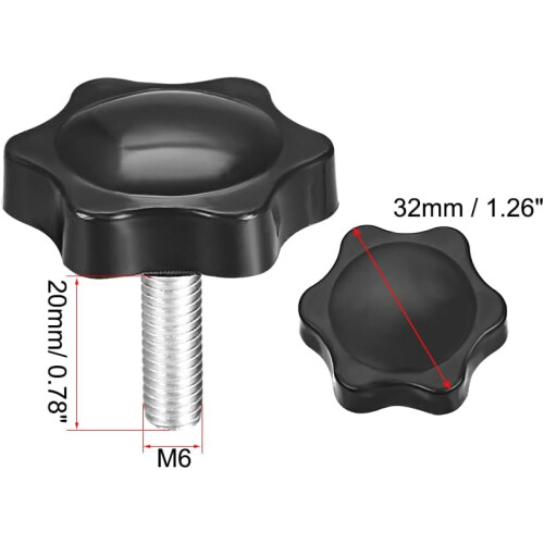 Clamping Handle Screw Knobs Handle Star Knob M6 x 20mm Male Thread 2pcs 1