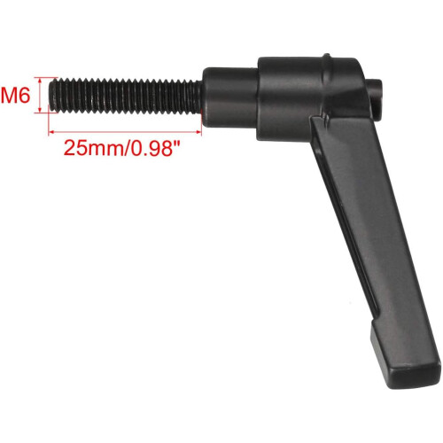 M6 x 25mm Handle Adjustable Clamping Lever Thread Push Button Ratchet Male Threaded Stud Knobs Locking Rotating Screw Handles Quick Release Bolt Black 2