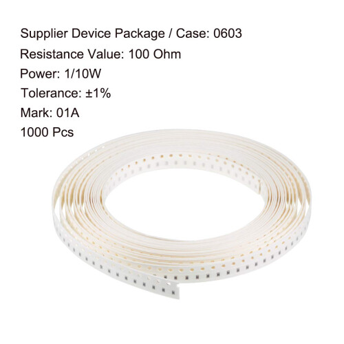 Surface Mounted Devices Chip Resistor, 100 Ohm 1/10W 0603 Fixed Resistors, 1% Tolerance 1000pcs 1