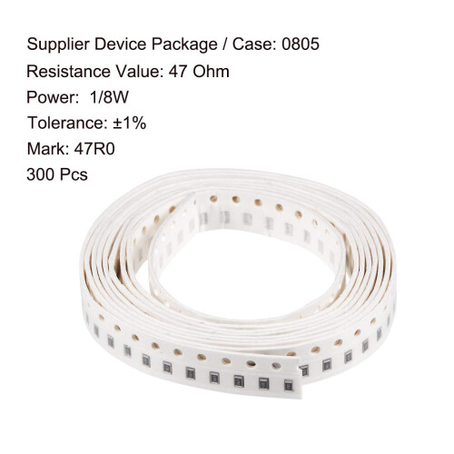 Surface Mounted Devices Chip Resistor, 47 Ohm 1/8W 0805 Fixed Resistors, 1% Tolerance 300pcs 1