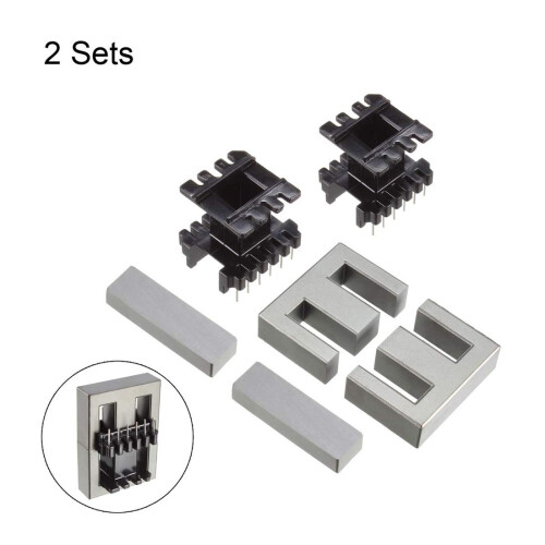 2 Sets EI40 6 with 6pin Transformer Bobbin PC40 Ferrite Core 1