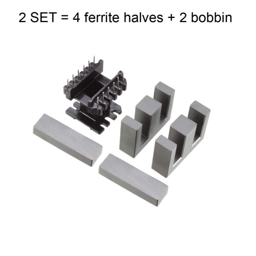 2 Sets EI40 6 with 6pin Transformer Bobbin PC40 Ferrite Core 2