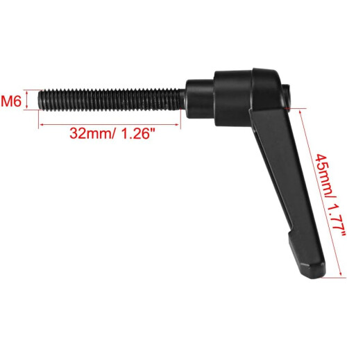 M6 x 32mm Handle Adjustable Clamping Lever Thread Push Button Ratchet Male Threaded Stud Knobs Locking Rotating Screw Handles Quick Release Bolt Black 2