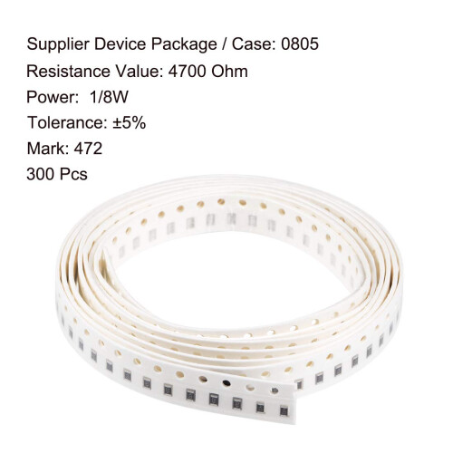 Surface Mounted Devices Chip Resistor, 4700 Ohm 1/8W 0805 Fixed Resistors, 5% Tolerance 300pcs 1