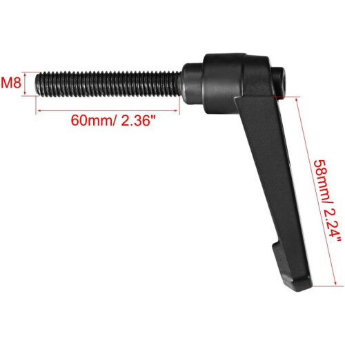 M8 x 60mm Handle Adjustable Clamping Lever Thread Push Button Ratchet Male Threaded Stud Knobs Locking Rotating Screw Handles Quick Release Bolt Black 2