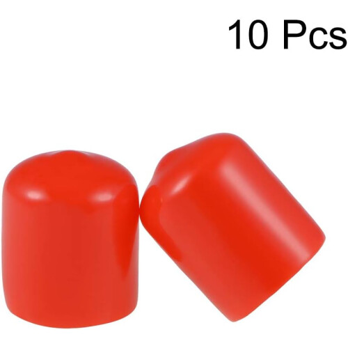 10pcs Rubber End Caps 16mm ID Round End Cap Cover Screw Thread Protectors Red 1