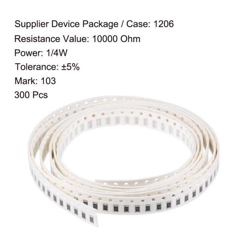 Surface Mounted Devices Chip Resistor, 10K Ohm 1/4W 1206 Fixed Resistors, 5% Tolerance for DIY Electronics and Experiments 300pcs 1