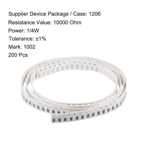 Surface Mounted Devices Chip Resistor, 10K Ohm 1/4W 1206 Fixed Resistors, 1% Tolerance for DIY Electronics and Experiments 200pcs 1