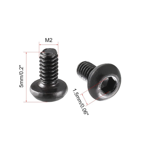 M2x4mm Thread Button Head Hex Socket Cap Screw Bolt 100pcs 1