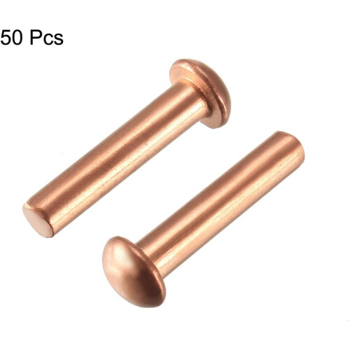 50 Pcs 5/32" x 45/64" Round Head Copper Solid Rivets Fasteners 2