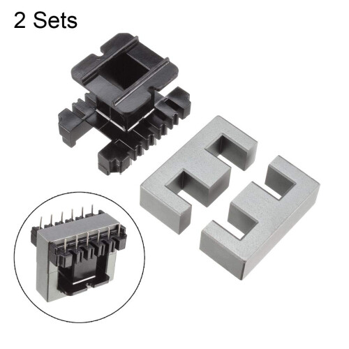 2 Sets EE50 6 with 6pin Transformer Bobbin PC40 Ferrite Core 4 Ferrite Halves and 2 Bobbin 1