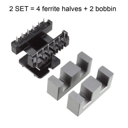 2 Sets EE50 6 with 6pin Transformer Bobbin PC40 Ferrite Core 4 Ferrite Halves and 2 Bobbin 2
