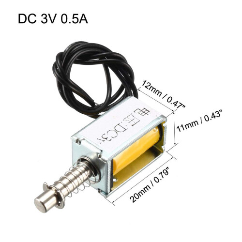 DC3V 3mm Pull Type Solenoid Electromagnet, 3mm/15g 0mm/80g, Open Frame, Linear Motion 1